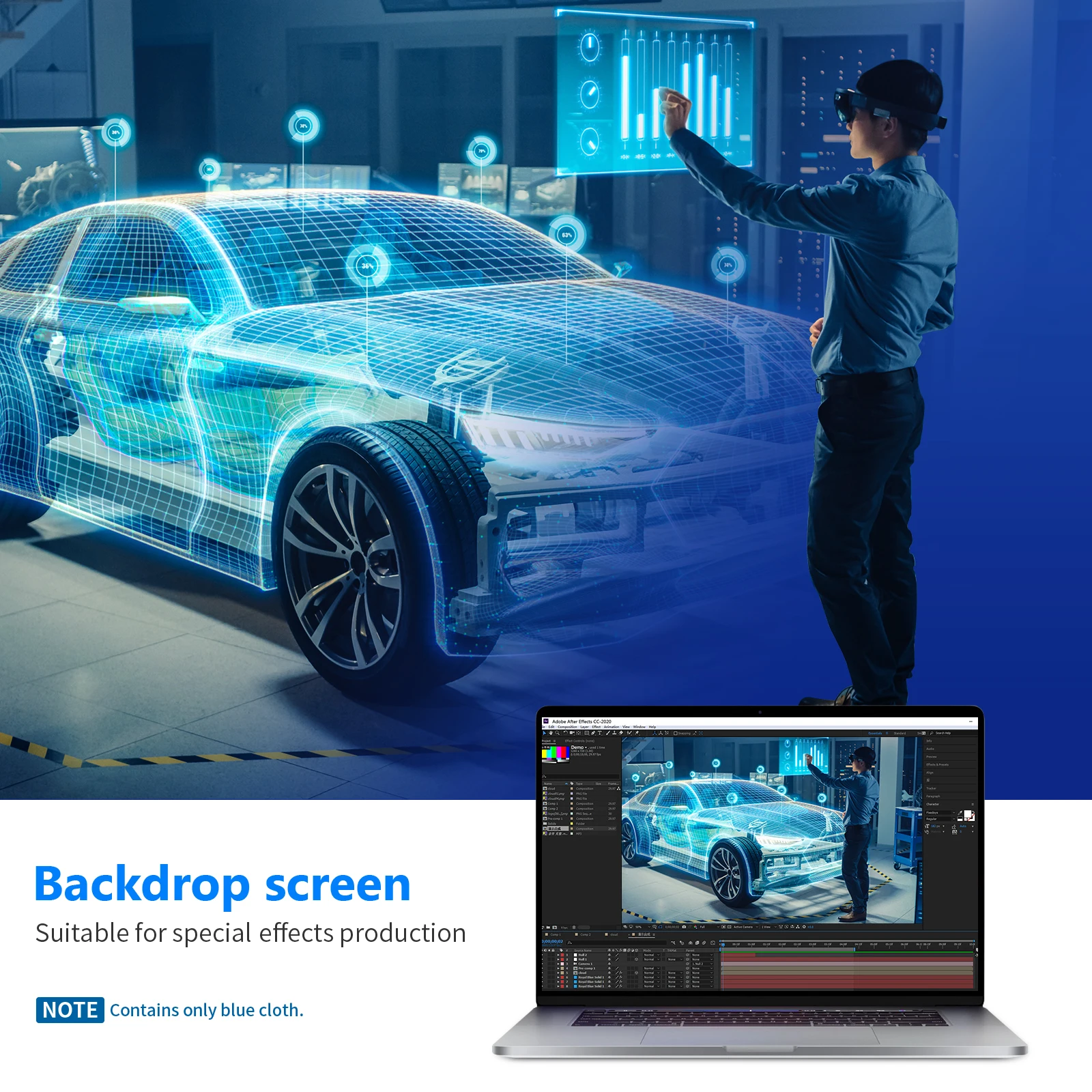 Neewer 1.8x2.8 м/6 x9ft фотостудия 100% чистый муслин складной фон синего цвета