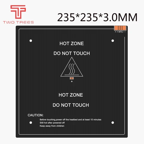 TWO TREES PCB235x235x3.0mm черная подогреваемая кровать для 3D принтера