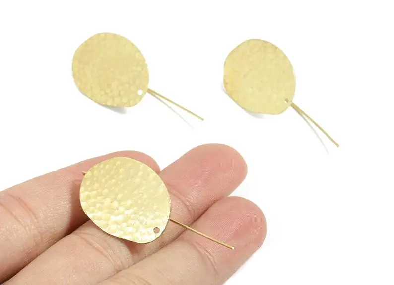 

Brass Oval Earring Wire - Raw Brass Hammered Oval Earring Hook - Jewelry Supplies - 2Pcs/Lot - 42x19.1x1.04mm - PP3514