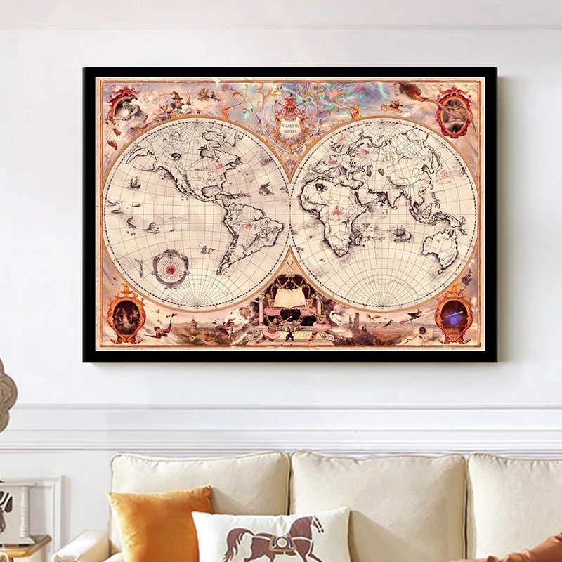 

Vintage Castle Magic School Canvas Painting Wall Art College Map Picture For Living Room Canvas Poster And Prints Home Decor