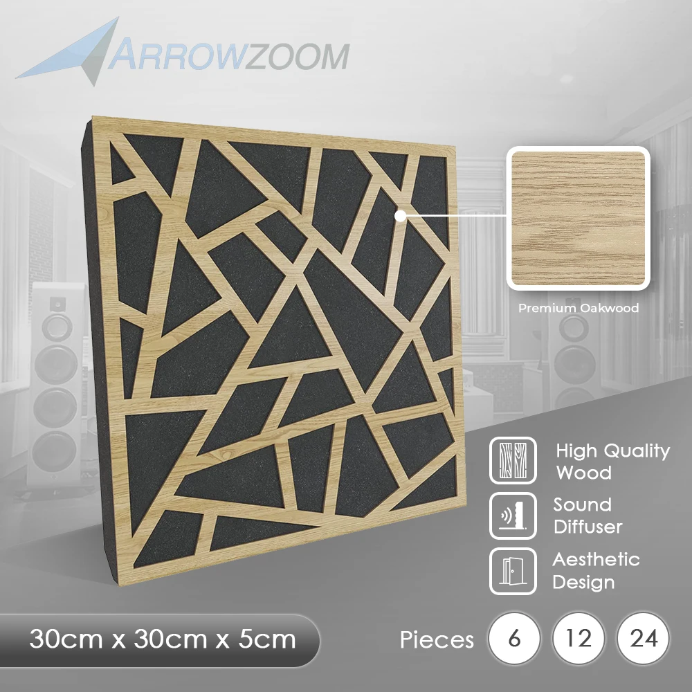 Arrowzoom-difusor de Sonido Profesional de madera, paneles acústicos de absorción de ruido, estudio de tratamiento, KK1247