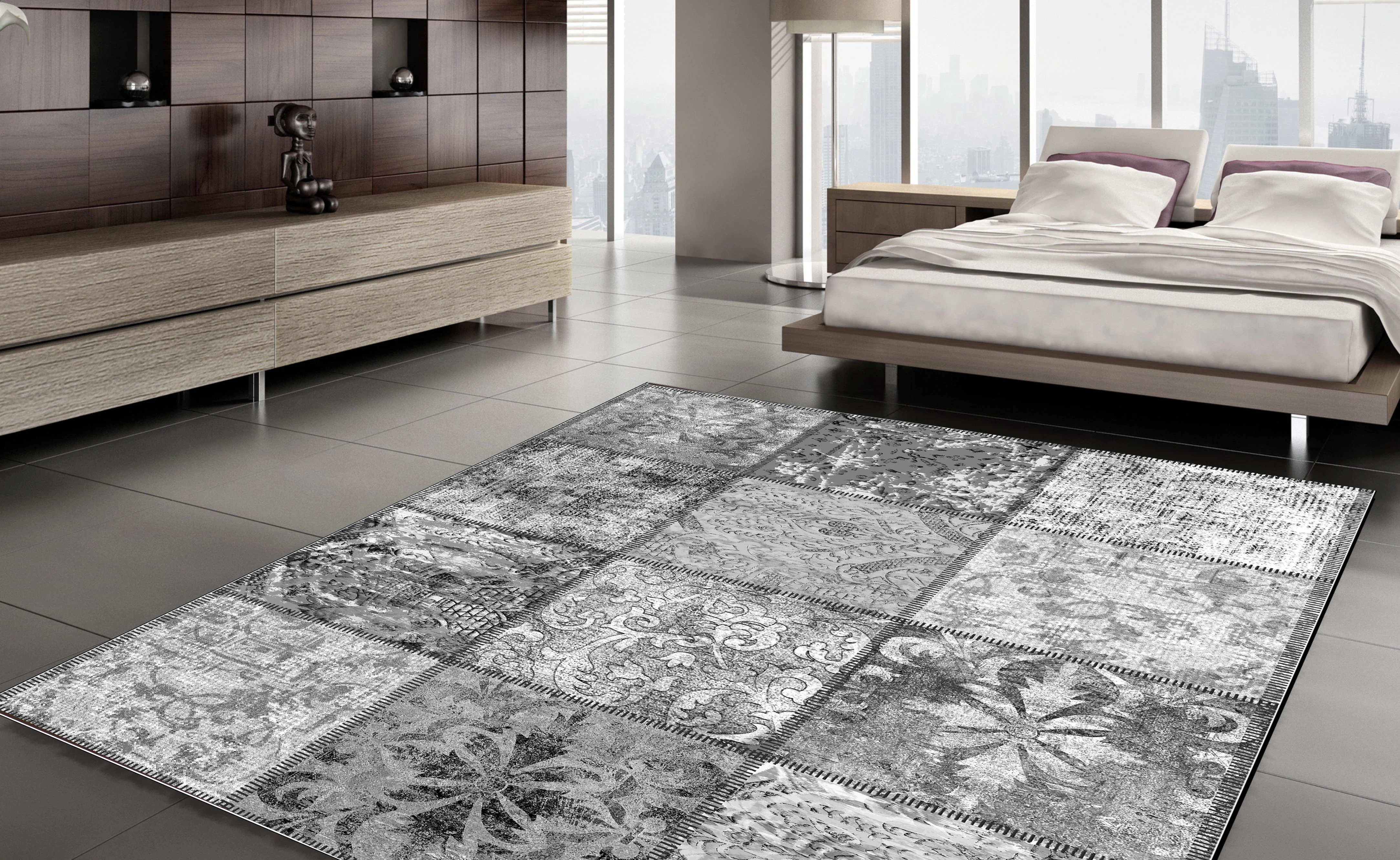 

Gray White Living Room Carpet Rug, Home Kilim, Floor Non-Slip Area Rug Durable, Thick Decorative Rug, Rug Bedroom rug