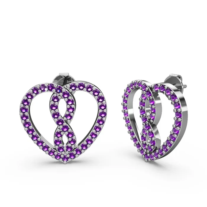 

nfinity Heart earrings silver with gold plated and rose gold plated options with 15 stone options