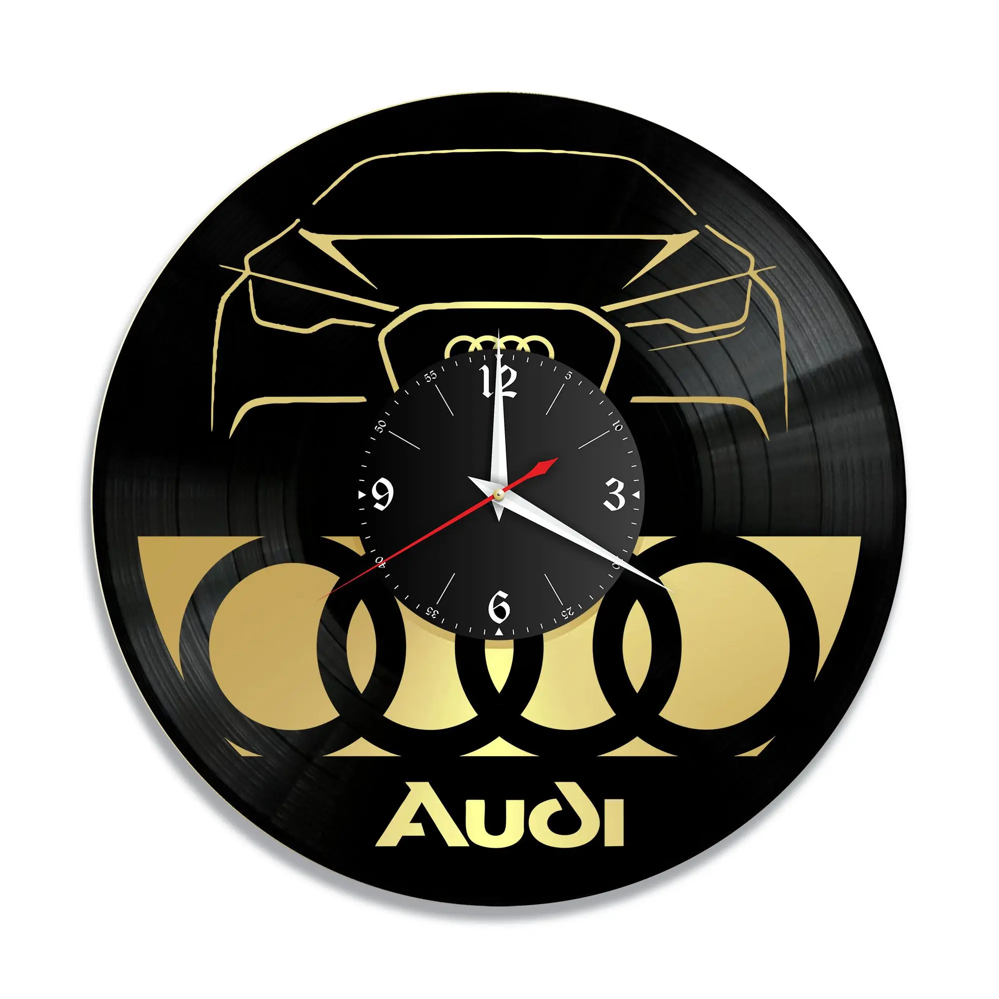 Часы настенные &quotAudi золото&quot из винила №1 | Дом и сад