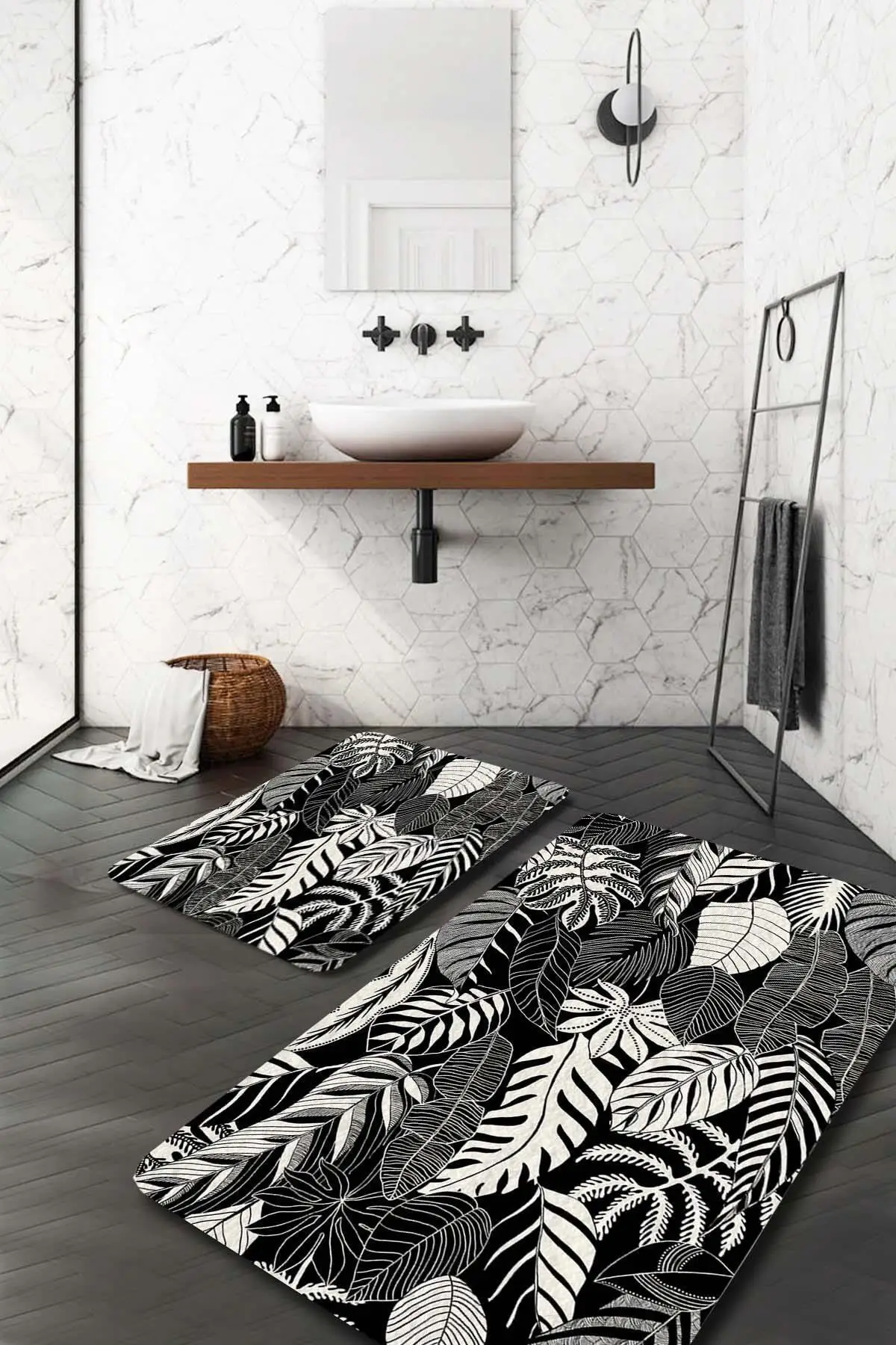 

Leaf Bathroom Rugs-Rugs Bathtub Mat- Shower Room Mat -Toilet Bath Mat- 2 pcs