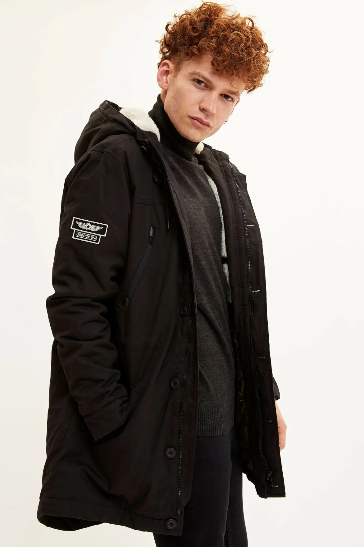 Дефакто Мужская мода молния хлопок толстовки утолщенная куртка мужская