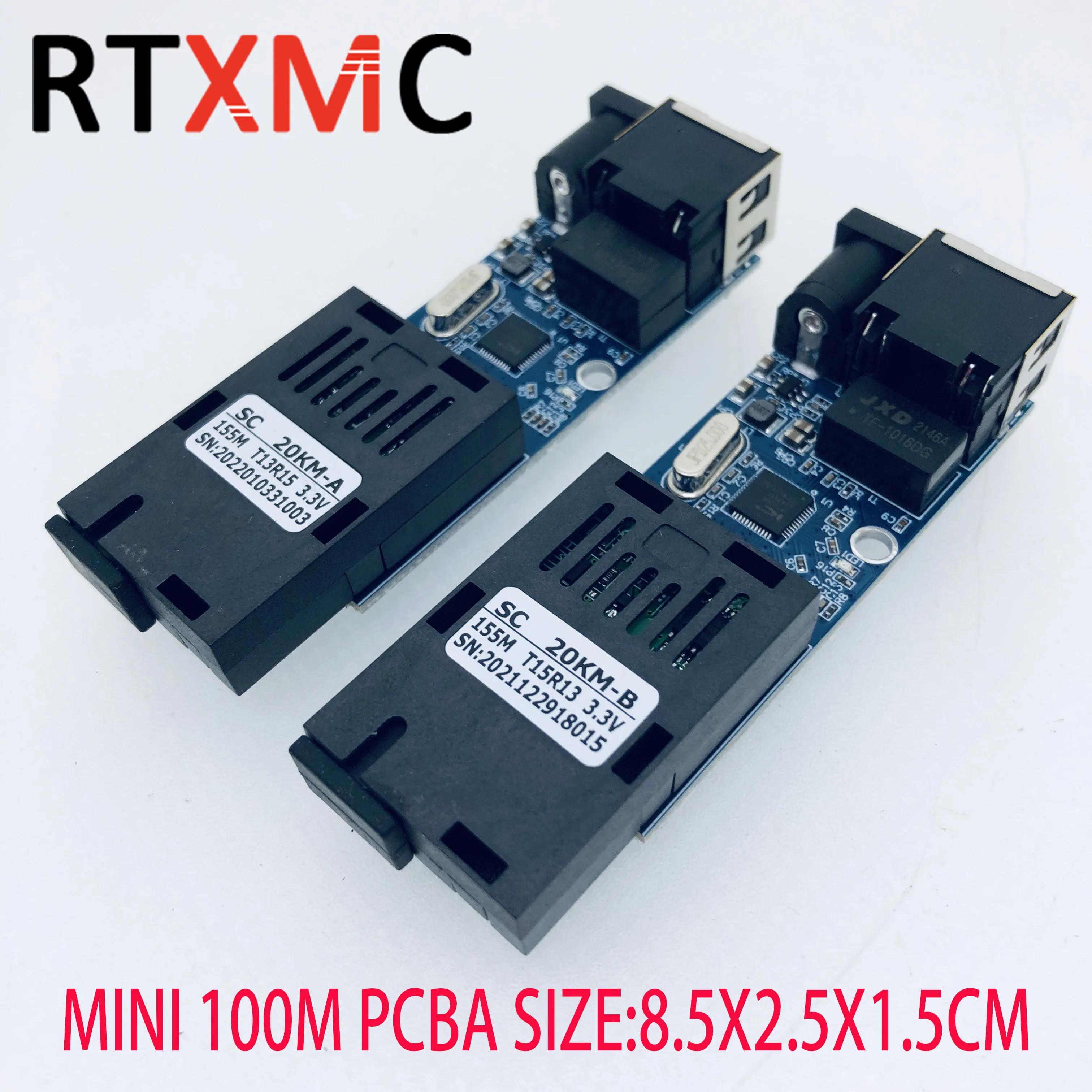 10 пар супермини оптоволоконных медиаконвертеров 10/100 Мбит/сек Плата PCBA Самый маленький 1SC 1RJ45 Эталонный оптический приёмопередатчик порт RX.