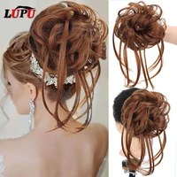 lupu synthetic messy curly bun hair piece chignon super long tousled updo scrunchies with elastic hair band for women extensions