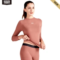 52025 seamless traceless underwear long sleeve top high collar long johns thin comfortable base layer women top men leggings