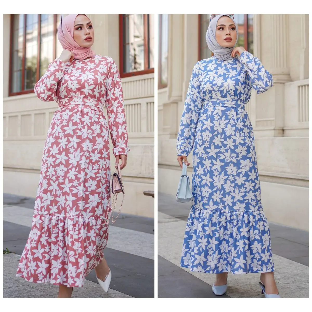 

Летнее Длинное Платье-хиджаб в мусульманском стиле, Макси-Платье, мусульманская Абая, кафтан, кемпинговая одежда с длинным рукавом, модная ж...