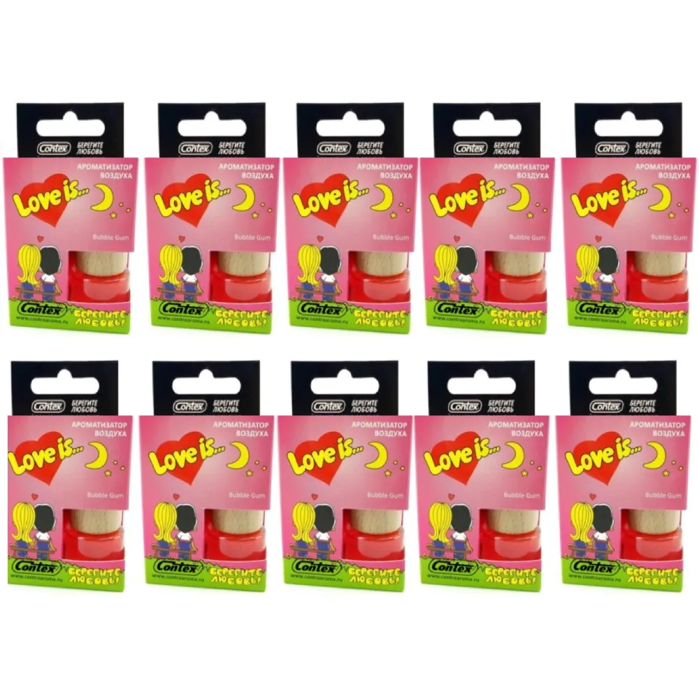 Ароматизатор для автомобиля / в машину подвесной CONTEX Love is Bubble Gum 8мл. дерево с