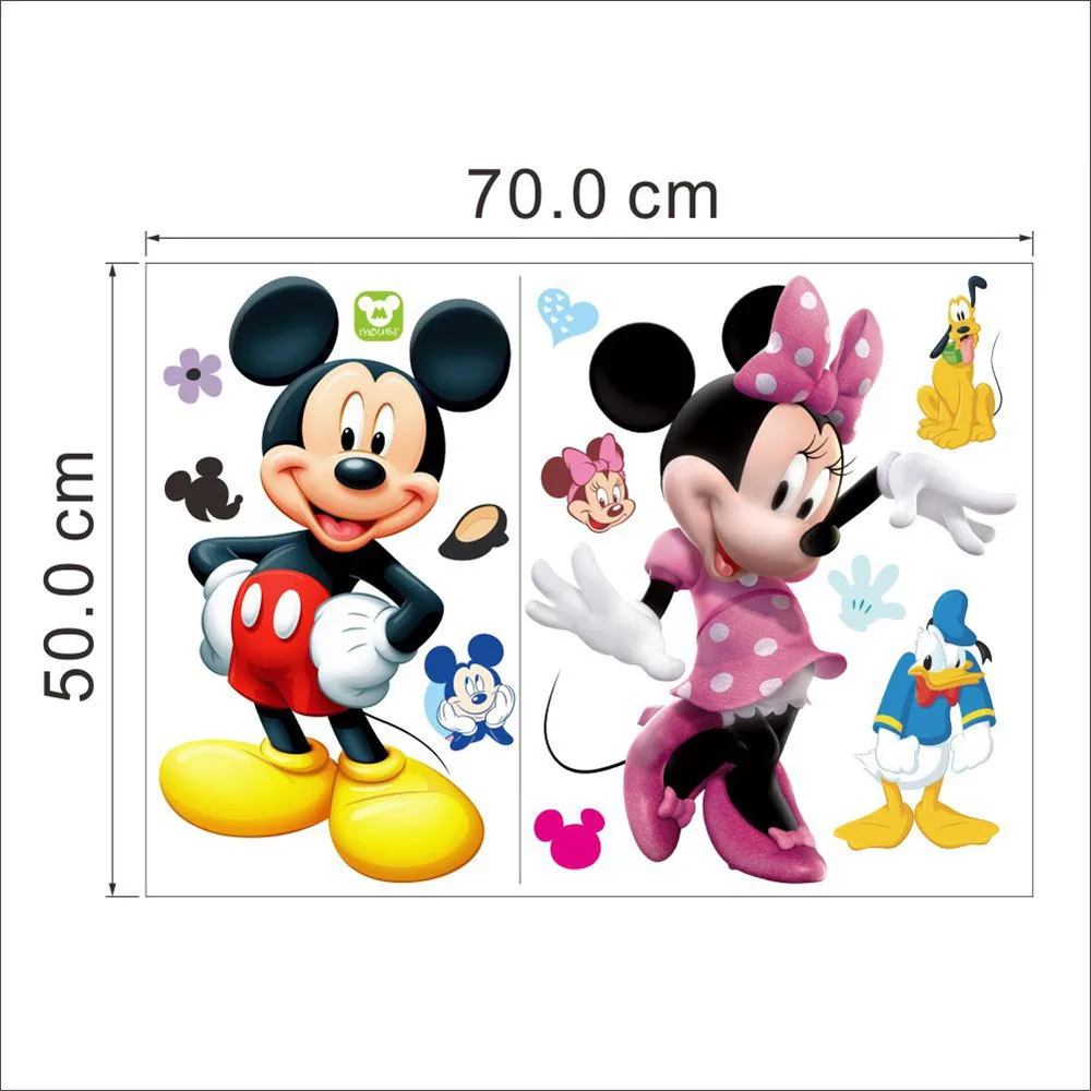 Cartoon Mickey Minnie Mouse Wall Stickers For Kids Girl Room Baby Bedroom Home Decals Wall Art Nursery Amusement Park DIY Poster