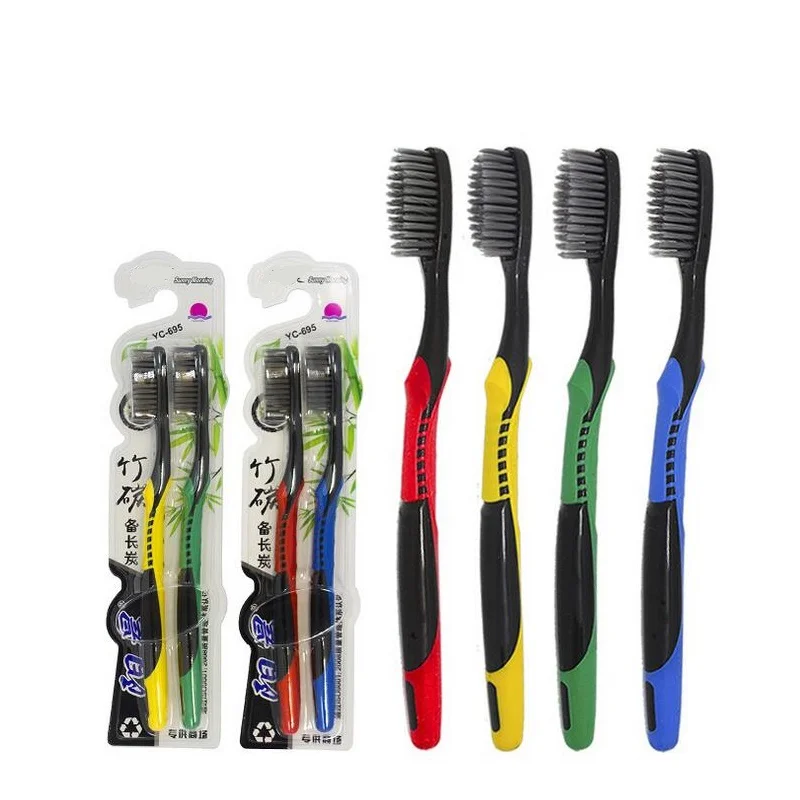 

2pcs/Pack Bamboo Charcoal Toothbrush Adult Teeth Cleaning Antibacterial Nano Superfine Soft Hair Couple Carbon Toothbrushes