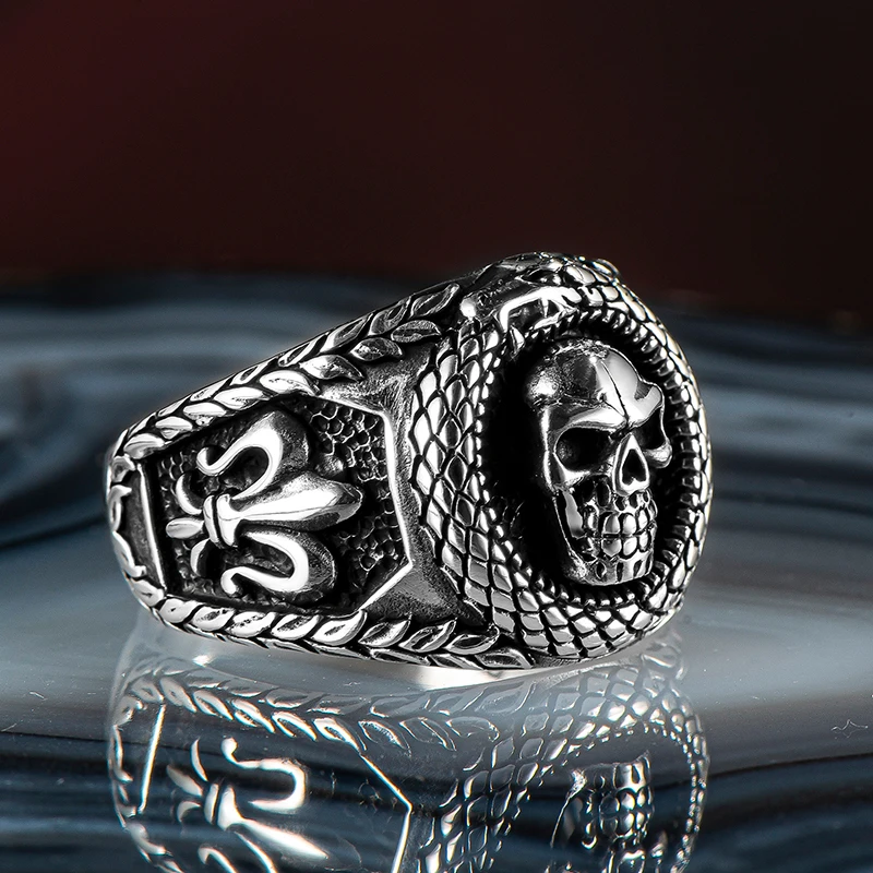 Mesurost Rider-Bague tête de mort en argent regardé 925 pour homme, bague de salle en argent, fabriquée en Turquie 2