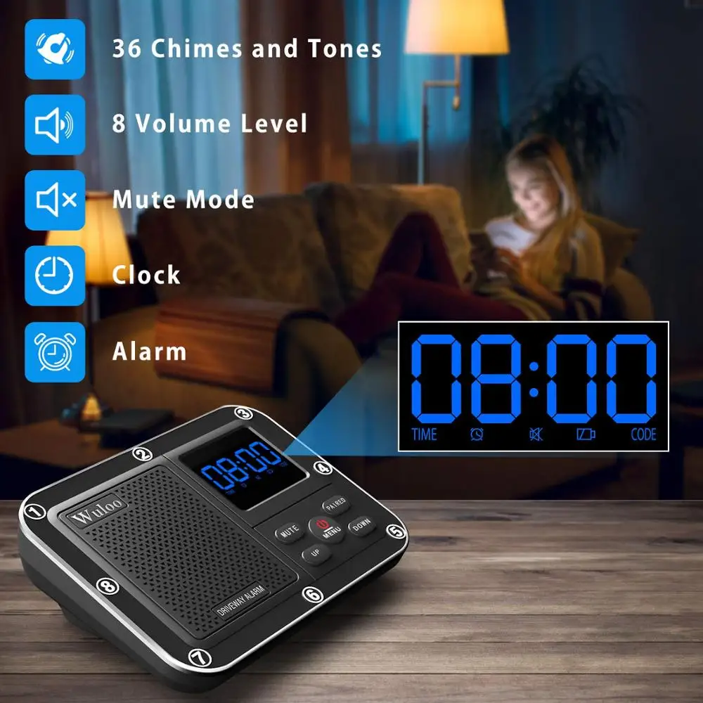 Wuloo Driveway Alarm Wireless Home & Garden Security System 1/3 Mile Long Range Outdoor Weather-proof Motion Directors | Безопасность