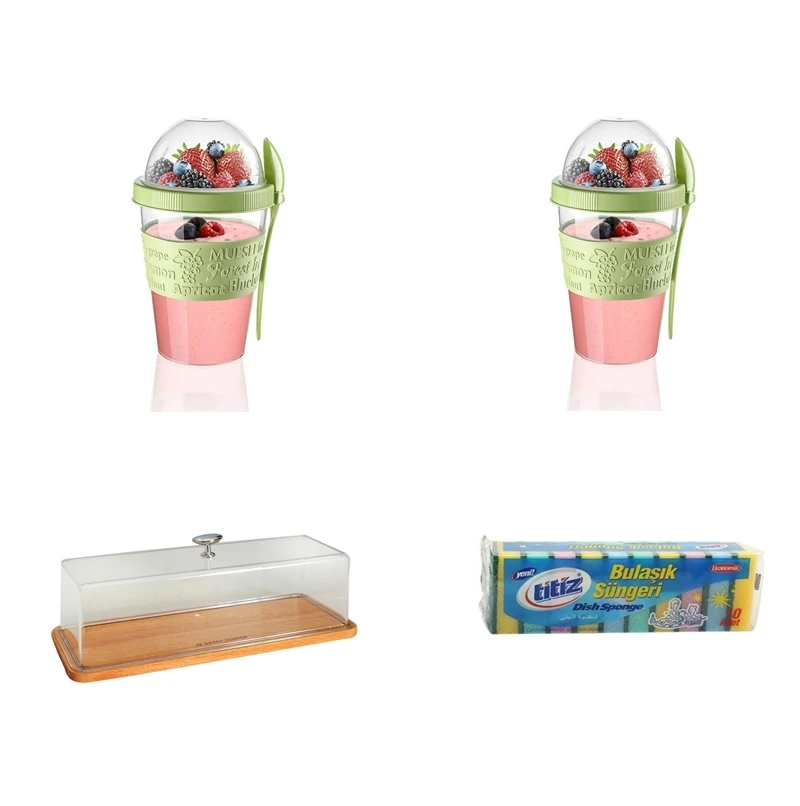

4 Piece Kitchen Set Cake Dome Ice Cream Yoghurt Container
