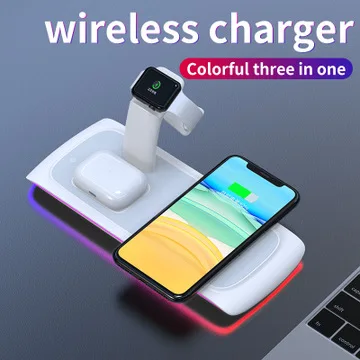 Док станция QI 3 в 1 беспроводное зарядное устройство для Apple Watch 5 4 2 iPhone 11 Pro Xs Max Samsung