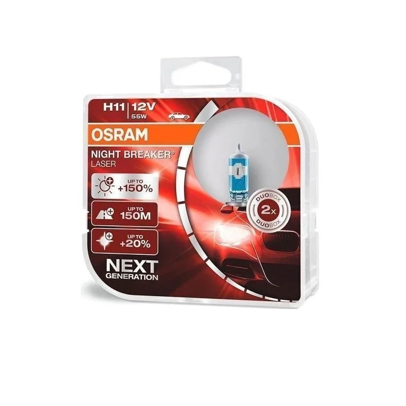 Автолампы H11 OSRAM Night Breaker Laser 12V 55W +150% 3800K 1550lm комплект 2шт|Лампы для автомобильных