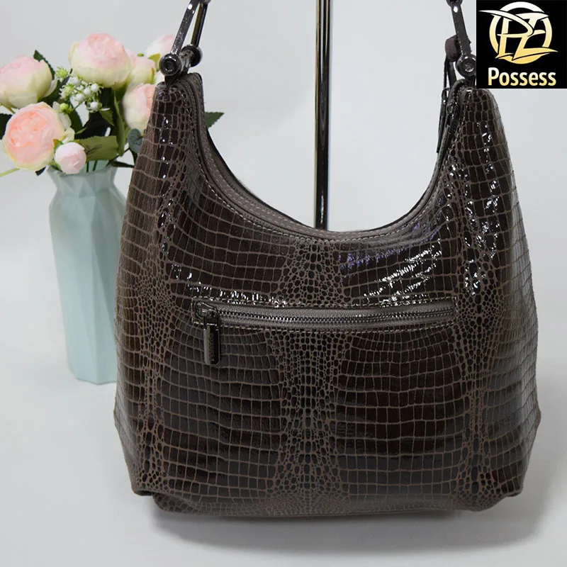 Women messenger bag genuine leather with laser processing T33 posess brand | Багаж и сумки