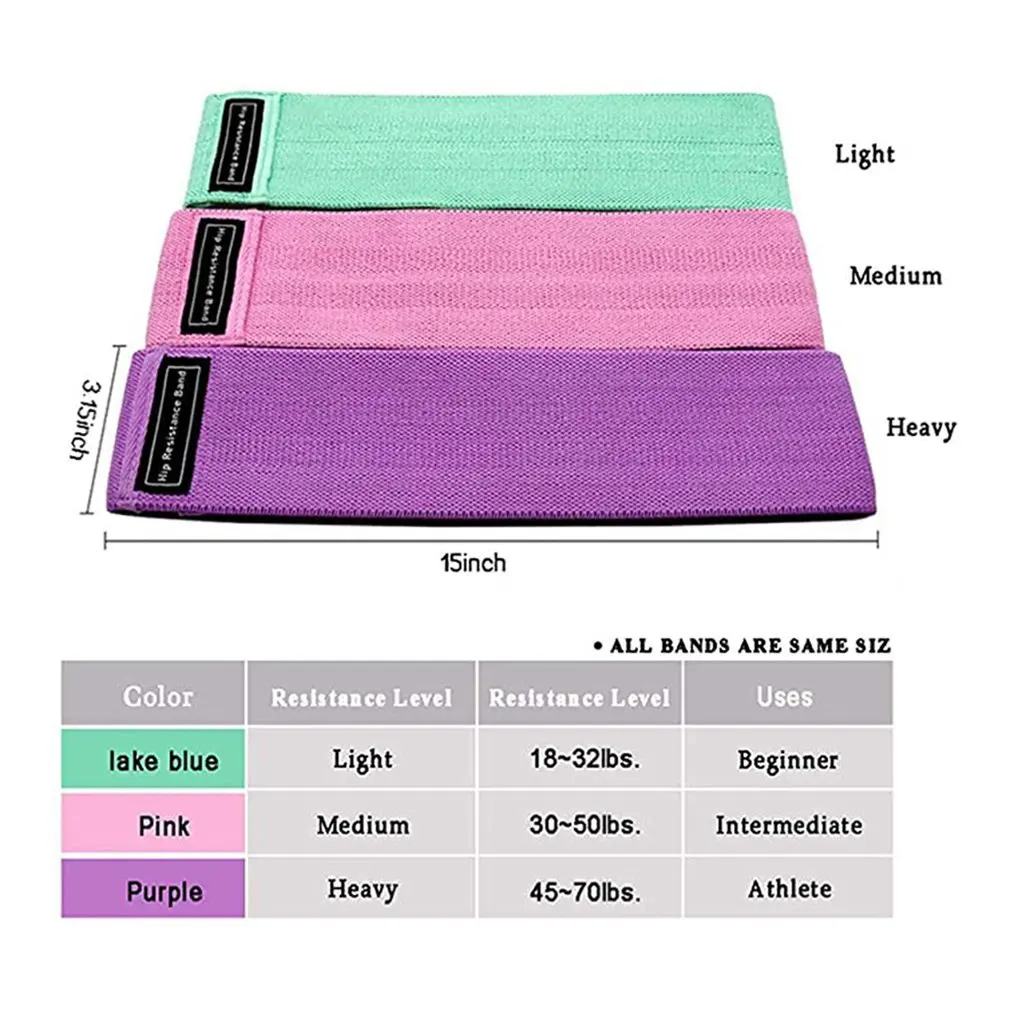 

3PC Elastic Fabric Yoga stretch band Training Pull Rope For Sports Pilates Hip belt Fitness Hip Loop Resistance Bands Squat belt