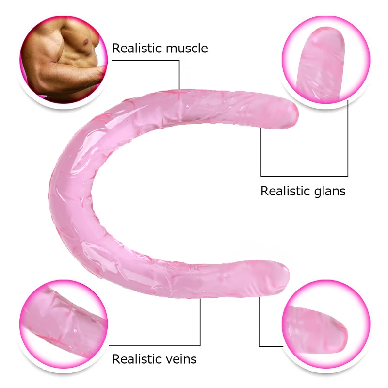 Длинный мягкий гелевый фаллоимитатор двойной реалистичный Анальная пробка для