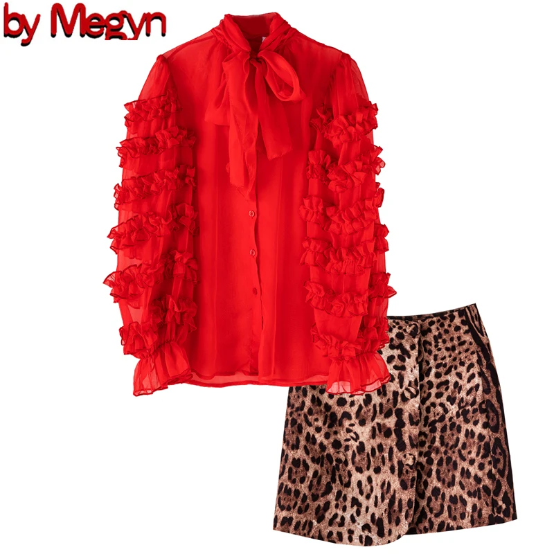 2020 летний женский модный комплект для подиума шифоновый топ с пышными рукавами