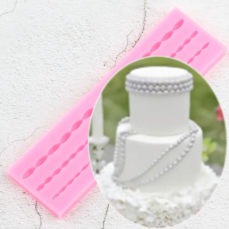 

Bead Pearl Chain Cake Border Lace Silicone Mold Sugarcraft Fondant Cake Decorating Tool Candy Chocolate Gumpaste Mould Baking