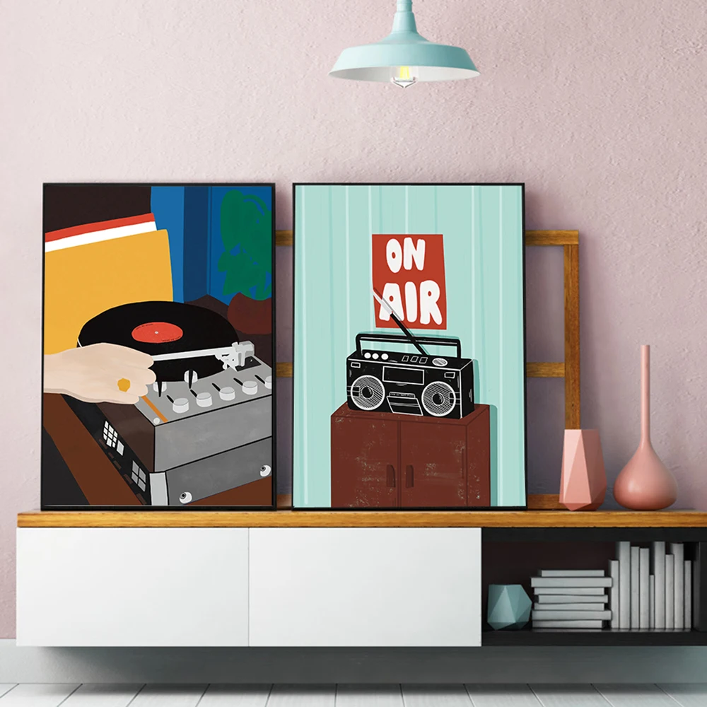 Radio Canvas Painting Nordic Posters And Prints Music Picture Home Decoretion