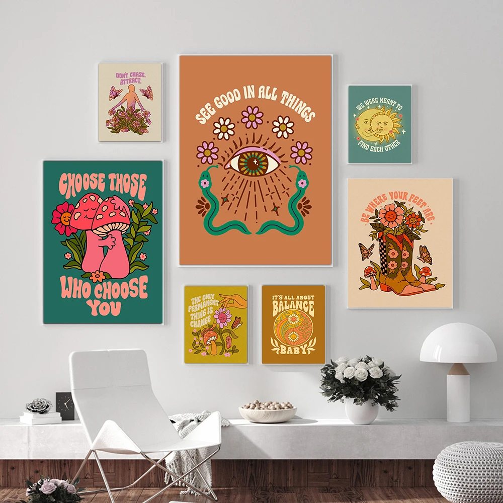 Картина на холсте See Good in All Things плакат и печать абстрактный цветок винтажная