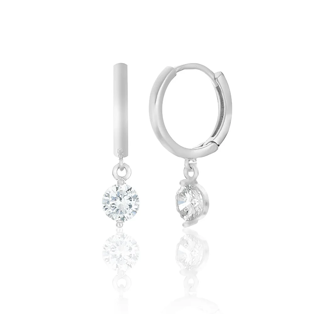 

Glossy Jewelry 925 Sterling Silver Square Earrings For Women Rose Gold Plated With Zircon Drop Earrings