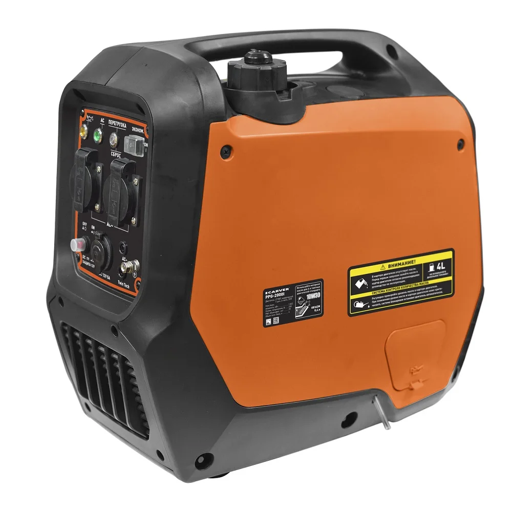 Бензиновый генератор CARVER PPG- 2000I инверторный 1 8/2 0 кВт 220/12В бак 4 л 2 розетки 01.020.00022 |