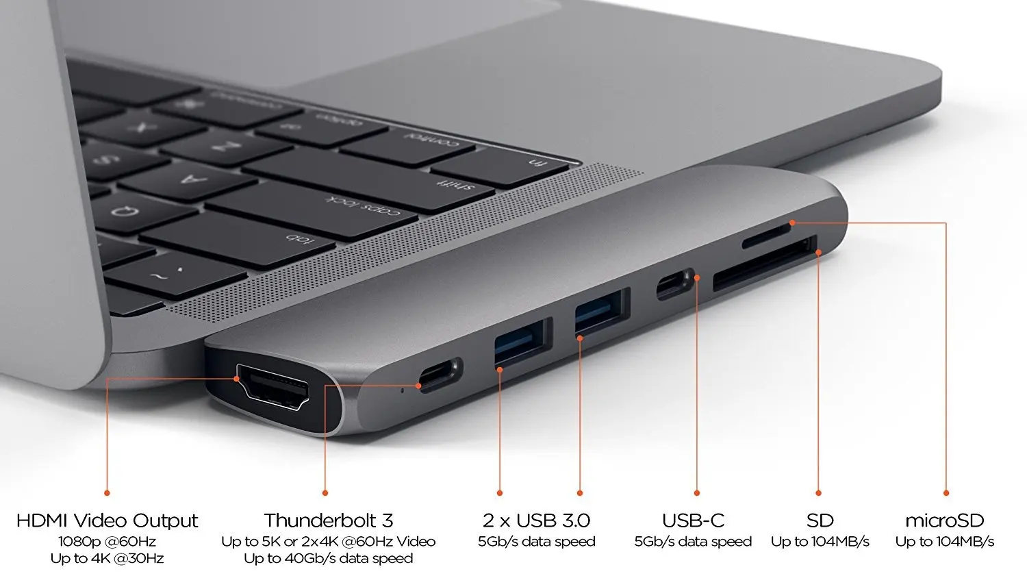 USB хаб Satechi Aluminum Type C Pro Hub Adapter для MacBook 13”/15” 2016 (Space Gray)|USB-хабы| |