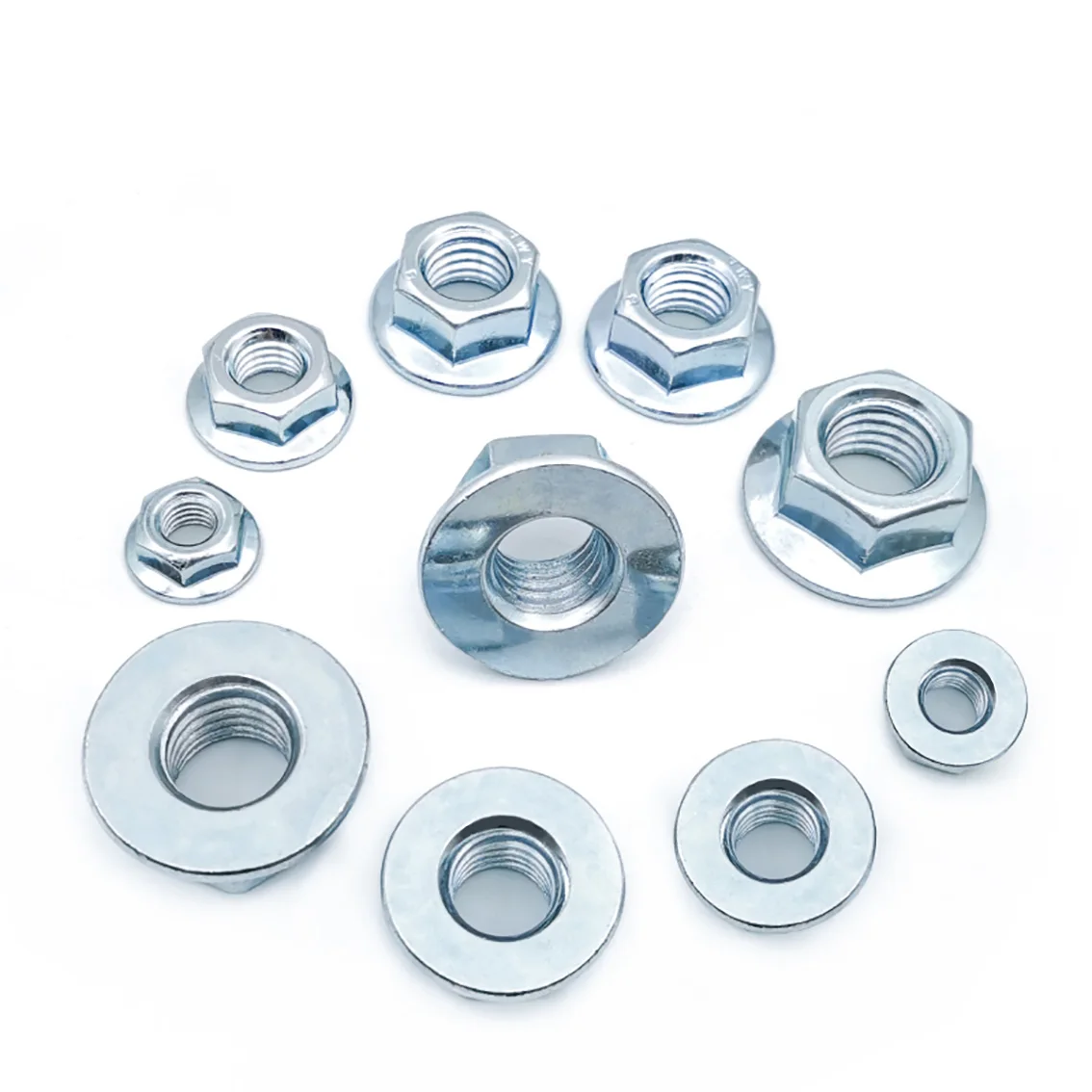 100 шт. GB6177 шестигранные фланцевые блокировочные гайки M5 углеродистая сталь оцинкованная Шестигранная блокировочная гайка