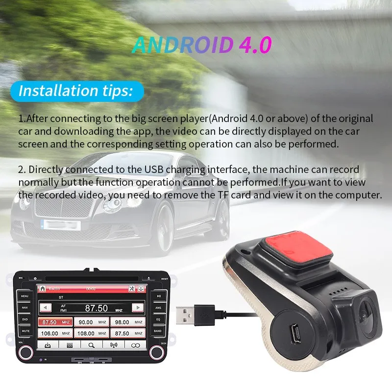 Цифровой Автомобильный видеорегистратор HD 1080P Android ADAS акселерометр ночное
