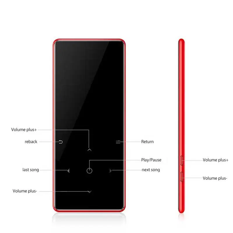 HIFI Bluetooth MP4-плеер с сенсорным экраном, тонким корпусом, встроенной памятью на 16 ГБ и динамиком с FM-радио и функцией записи, подходит для занятий спортом на открытом воздухе.