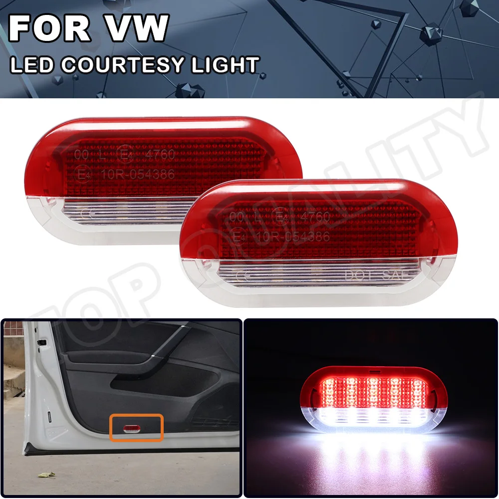 

2x Red / White LED Courtesy Lamp Warning Lights Door Light For VW Golf MK3 MK4 Jetta Beetle Touran Polo Vento Bora Sharan