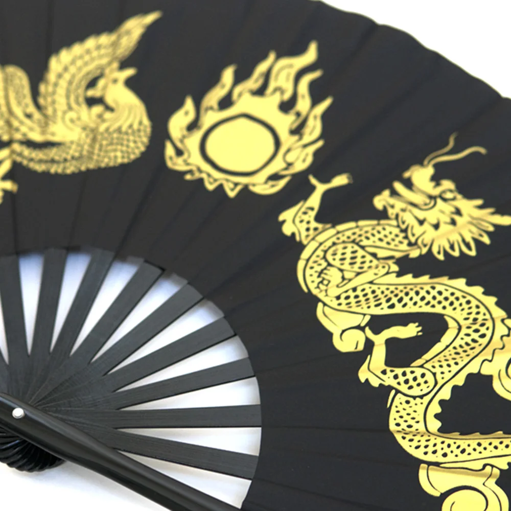 Бамбуковый веер для Тайцзи «Дракон и феникс»