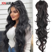 synthetic 24 claw clip ponytail extension wavy ponytail long straight hair ponytail extension clip type ladies wig