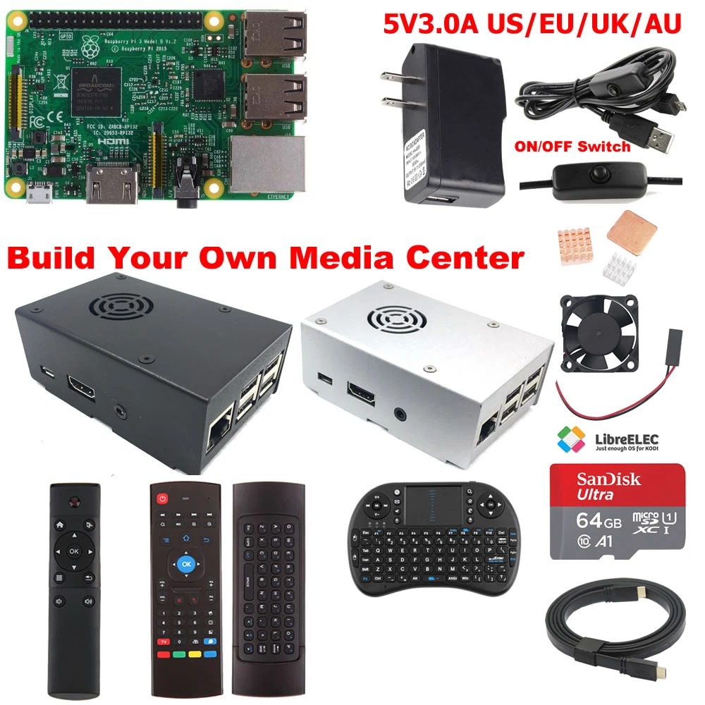 Комплект 5 Raspberry Pi 3 Model B медиацентр Kit M3B01 - Комплект: Комплект 5