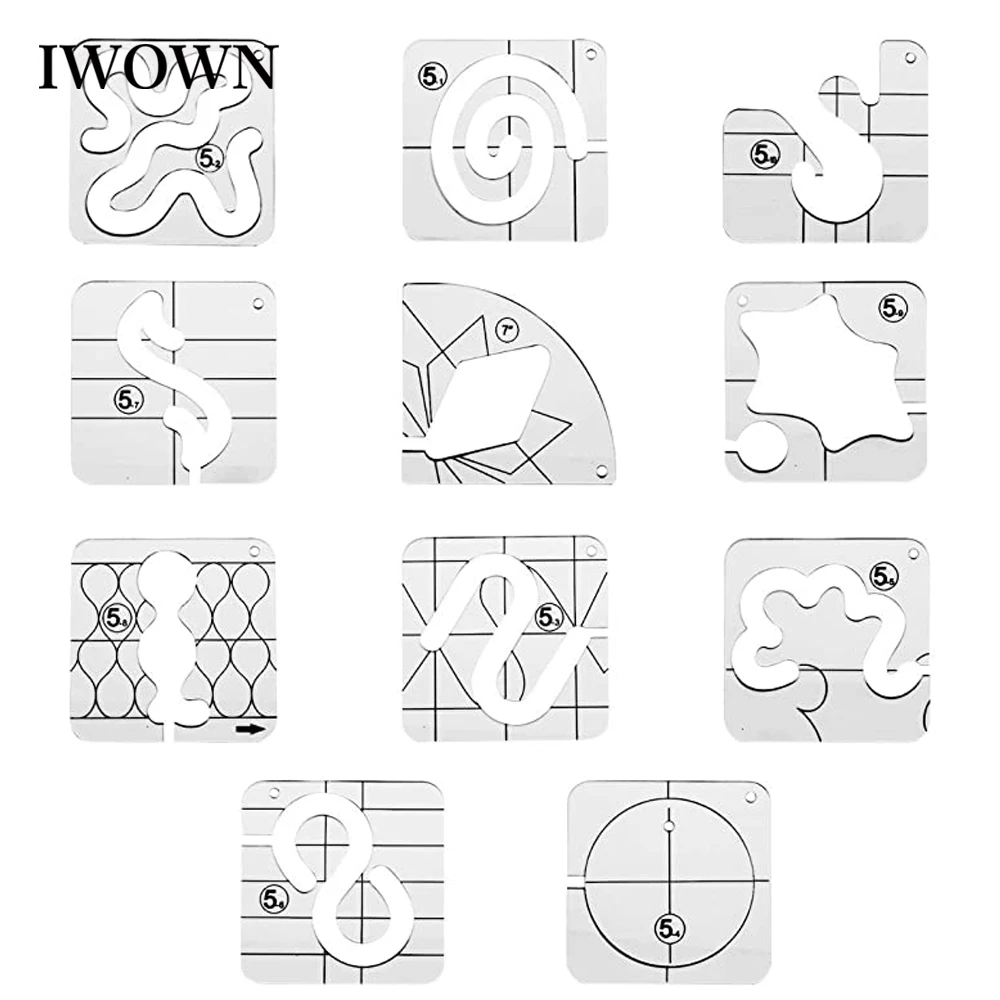 

11Pcs Free Motion Quilting Templates Sewing Ruler Acrylic Domestic Sewing Machine Template Rulers for Sewing Quilting Patchwork