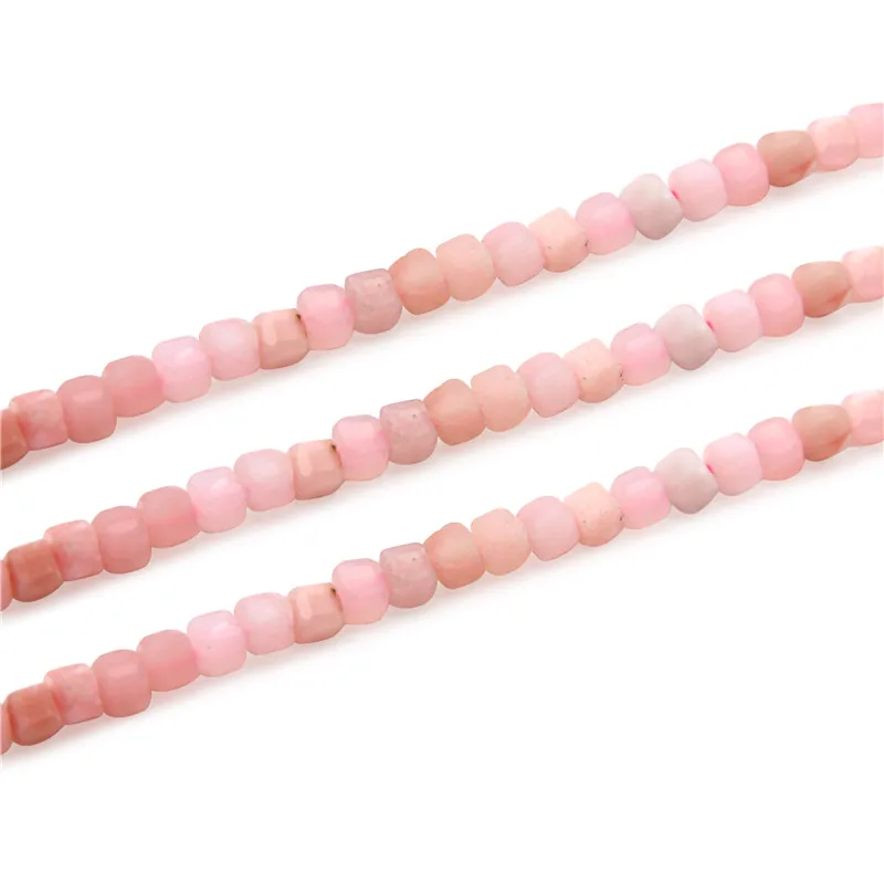 

Natural Stone Genuine Pink Opal Beads Faceted Cube Shape 3/5mm Jewelry Making Material For DIY Bracelet Necklace Earrings