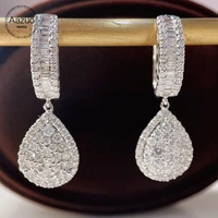 aazuo real 18k white gold real natrual diamonds2 0ct luxuly ladder water drop stud earrings gifted for women wedding party au750