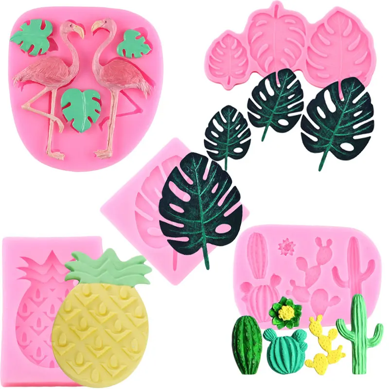 

Tropical Theme Fondant Mold Flamingo Turtle Leaf Candy Chocolate Silicone Molds Cake Decorating Tool Polymer Clay Candy Moulds
