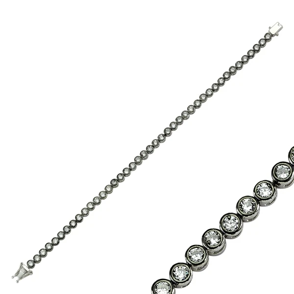 

Silver 925 Sterling 3mm Zirconia stone Pen Rodajlı Watercourse Bracelet