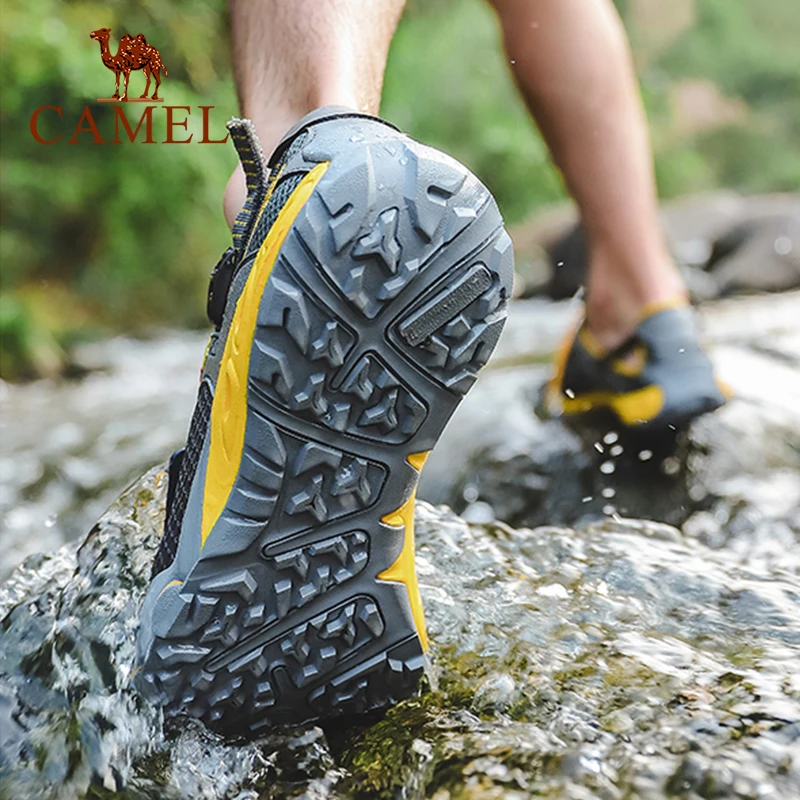 CAMEL Summer Men Women Creek Shoes Male Female Aqua Shoes Quick-drying Non-slip Fishing Shoes Couple Wading Beach Sandals