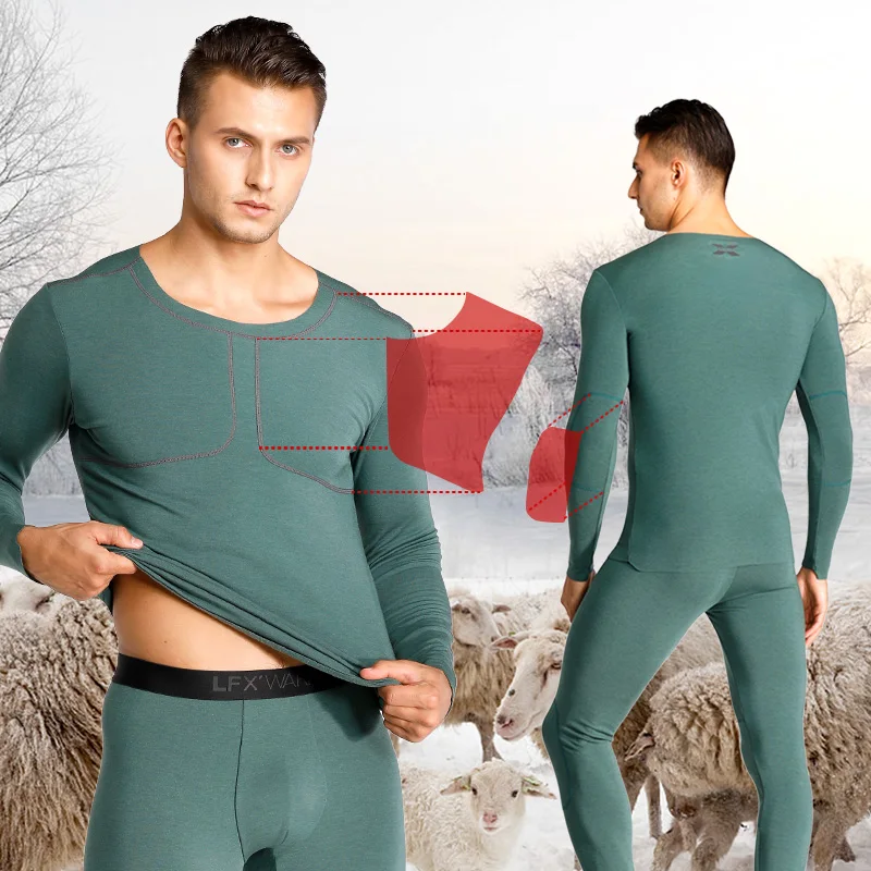 52025 Warm Thermal Underwear with Merino Wool Premium Design Seamless Soft Comfortable Warm Long Johns Men Women Fleece Thermals