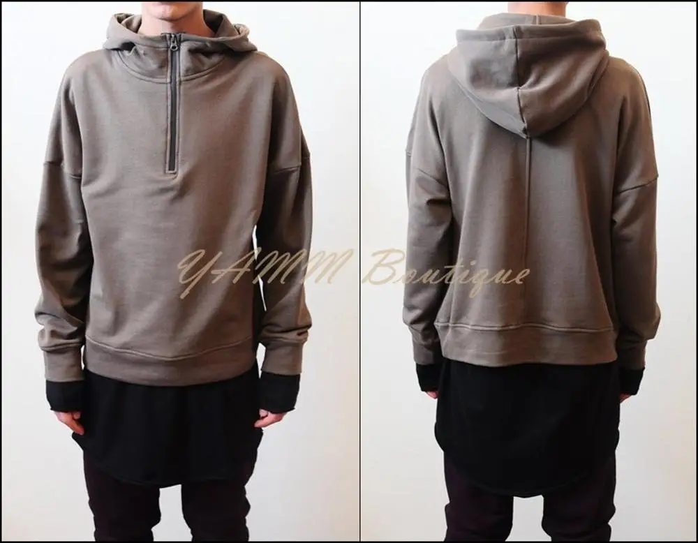 

Oversized Men's Front Half Zipper Hoodie / BM KANYE Dark KW Yeezus Long Sleeve / Essential Cotton Hoodie