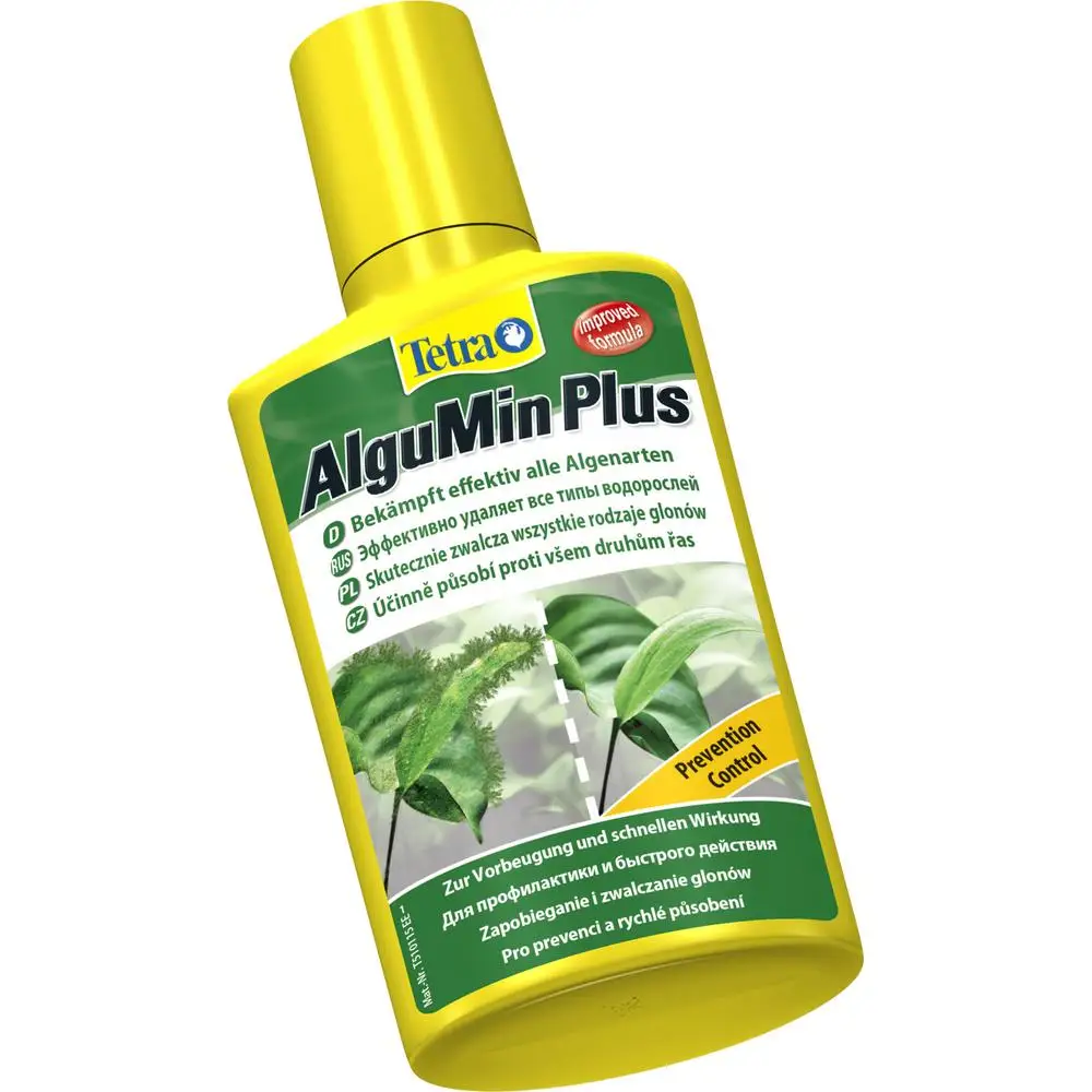 Means against algae in the aquarium Tetra algumin plus 250 ml water treatment system removes all types of fast action freshwater aquariums prevents