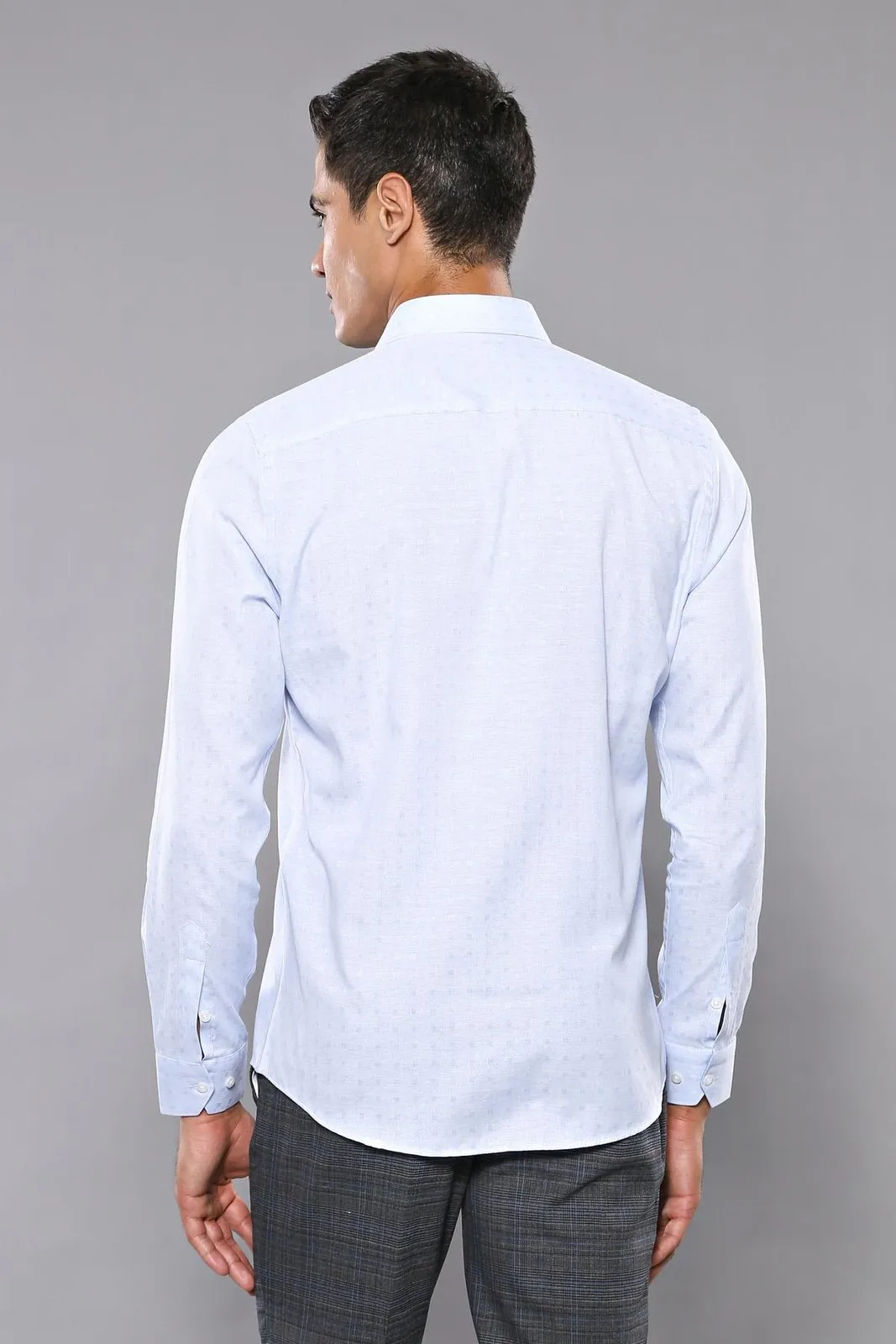 

Self Print Ice Blue Long-Sleeve Male Shirt Unimart Shop | Wessi