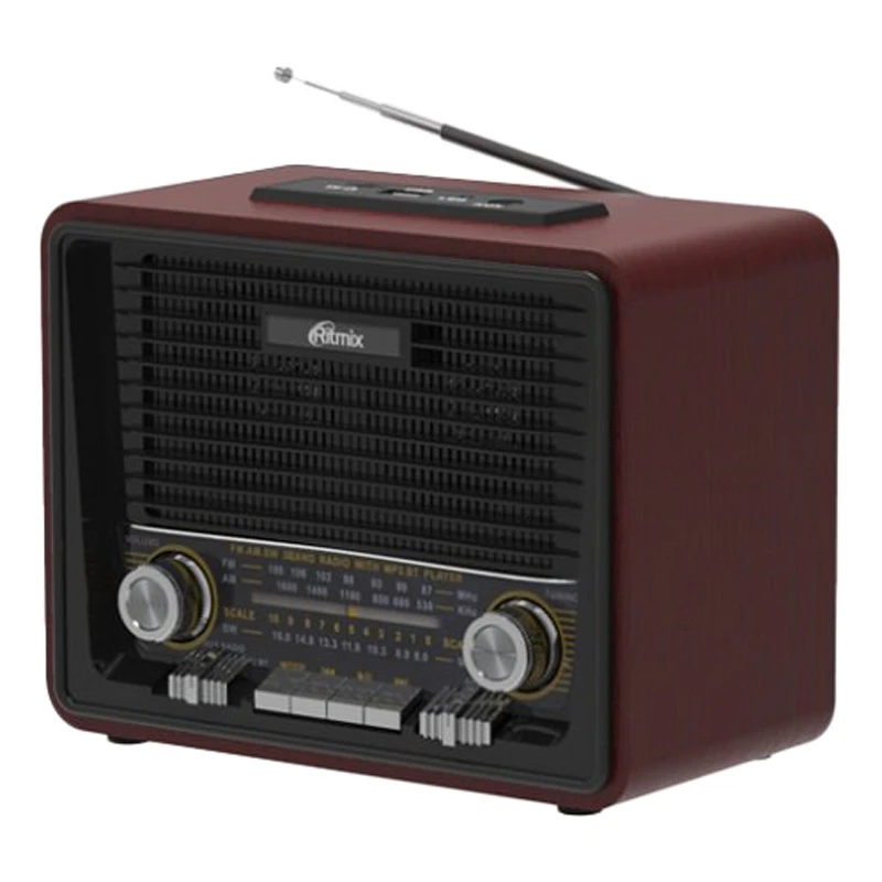 Радиоприемник RITMIX RPR 088 BLACK (FM 87 108 кГц АМ 530 1600 Гц 2 динамика Bluetooth USB/Micro